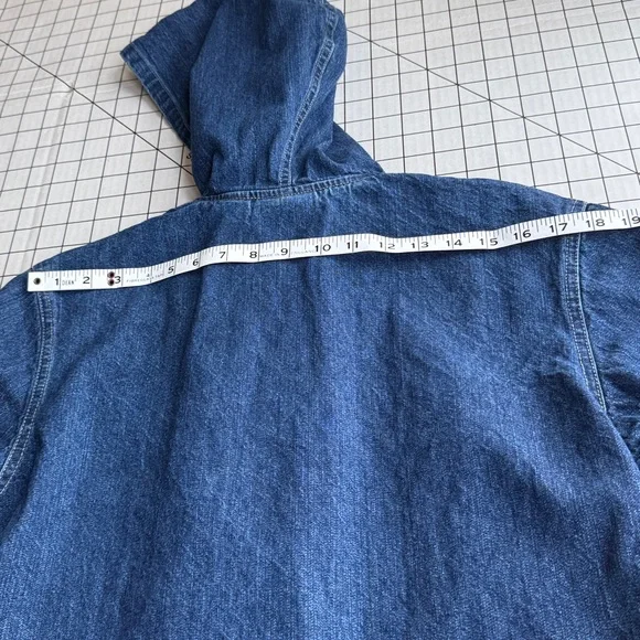 Vintage BLASSPORT Denim Hooded Jacket | 1990s Zip-Front Utility Jean Jacket - Picture 8 of 11